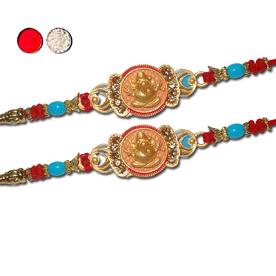 "Designer Fancy Rakhi - FR- 8400 A - Code 120 (2 RAKHIS) - Click here to View more details about this Product